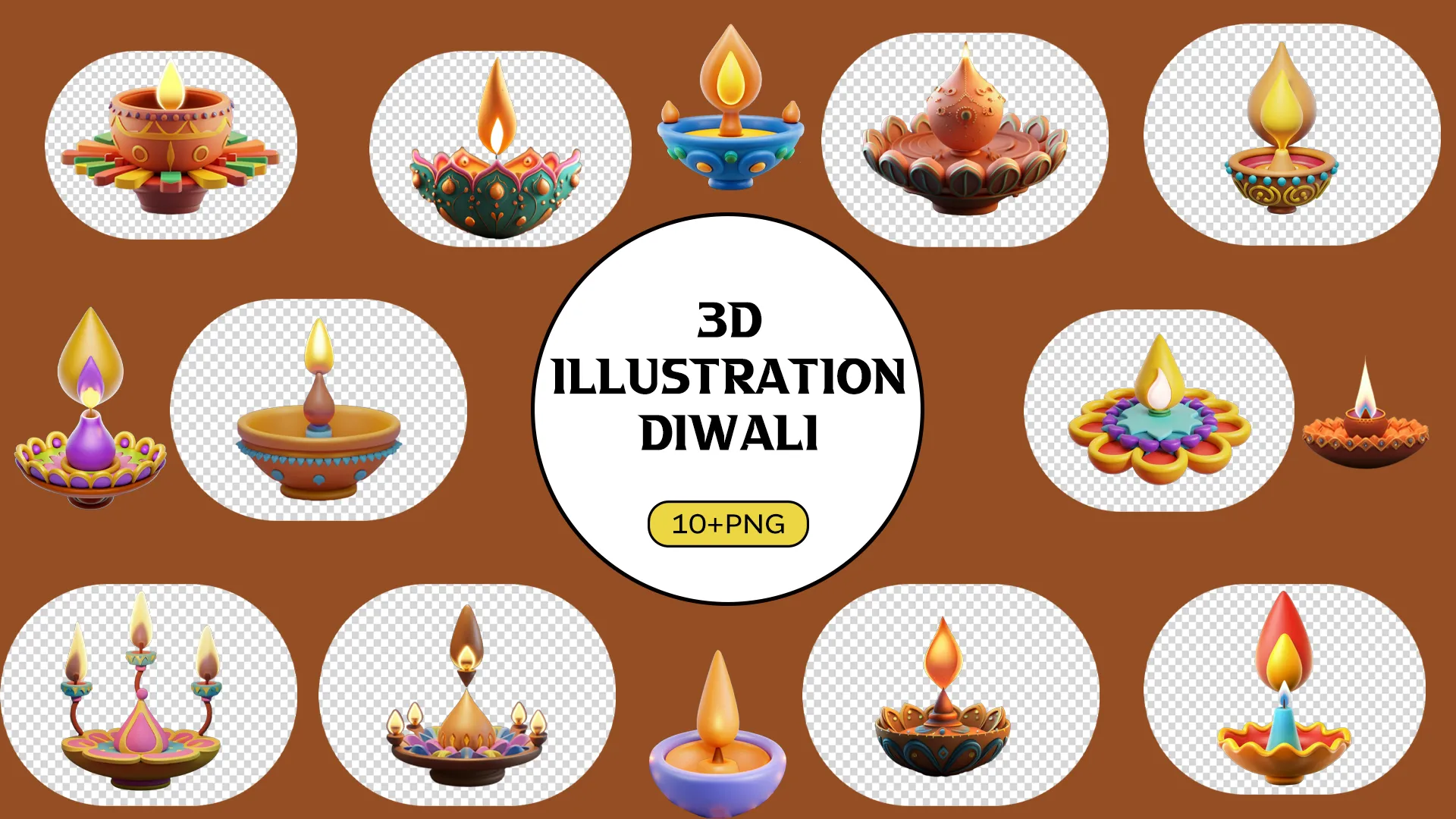 Traditional Diwali Lights 3D Pack for Holiday Graphics